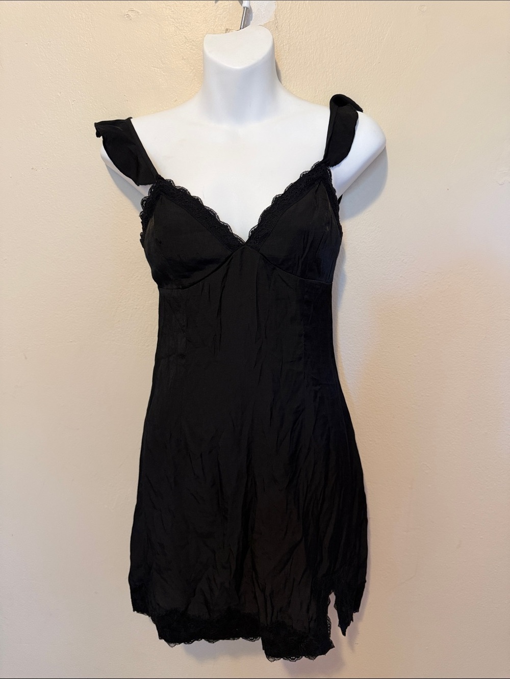 Princess Polly Black Lace-Trim Slip Dress